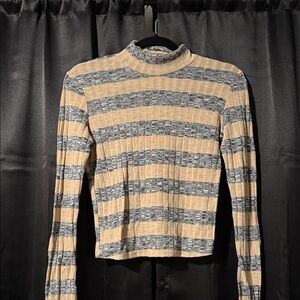Striped Beige and Gray Women's Top